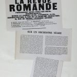 Ernest Ansermet, « Sur un orchestre nègre », La Revue romande, octobre 1919