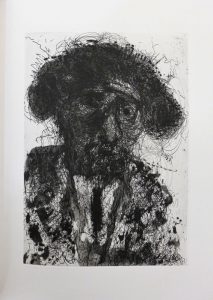 Détail du livre 90, Miquel Barcelo, portrait de Michel Butor en torero, 2016. Collection particulière
