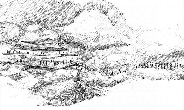 L’Avenir du nuage, dessin (détail), 2022. Musée des Nuages, collectif Hawaf. © HAWAF
