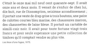 Reproduction d’un extrait de Lieux d’une fugue (1975).