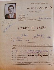 Livret scolaire de Georges Perec, ouvert en classe de seconde au collège Geoffroy-Saint-Hilaire d’Étampes, 1951-1954.